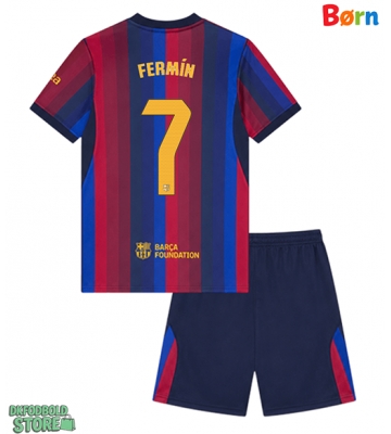 Barcelona Fermin Lopez #7 Replika Babytøj Hjemmebanesæt Børn 2026-27 Kortærmet (+ Korte bukser)